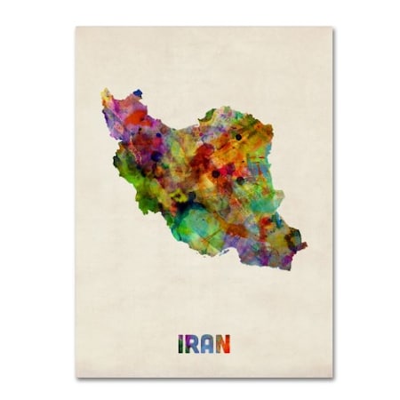 Michael Tompsett 'Iran Watercolor Map' Canvas Art,18x24